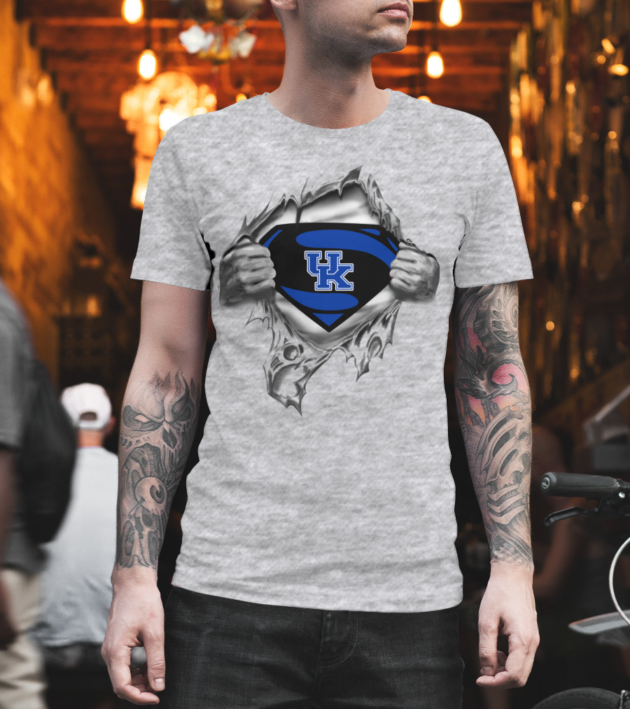 Uk Blue Superman Emblem Kentucky Wildcats T-Shirt