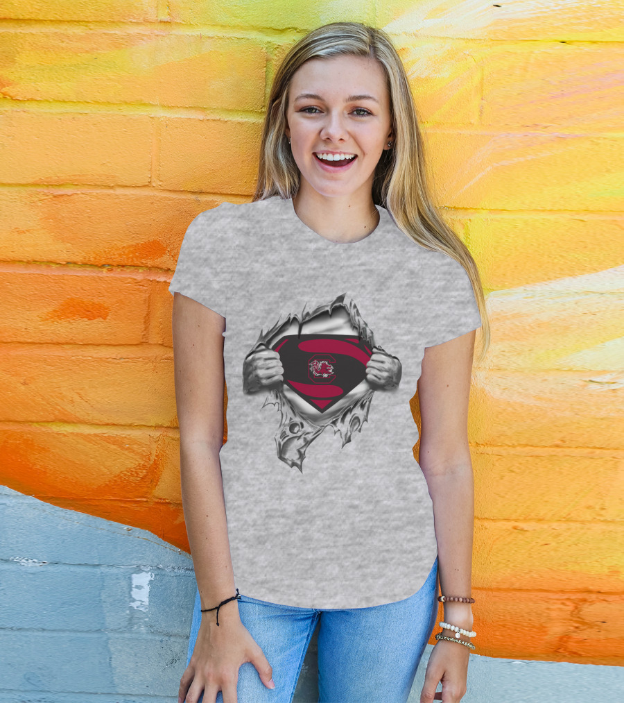 Superman South Carolina Gamecocks Logo Icon With Inner Strength Theme T-Shirt