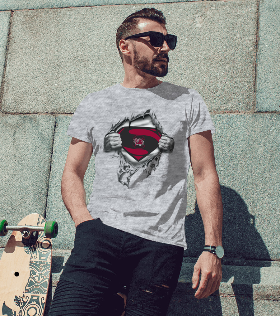 Superman South Carolina Gamecocks Logo Icon With Inner Strength Theme T-Shirt