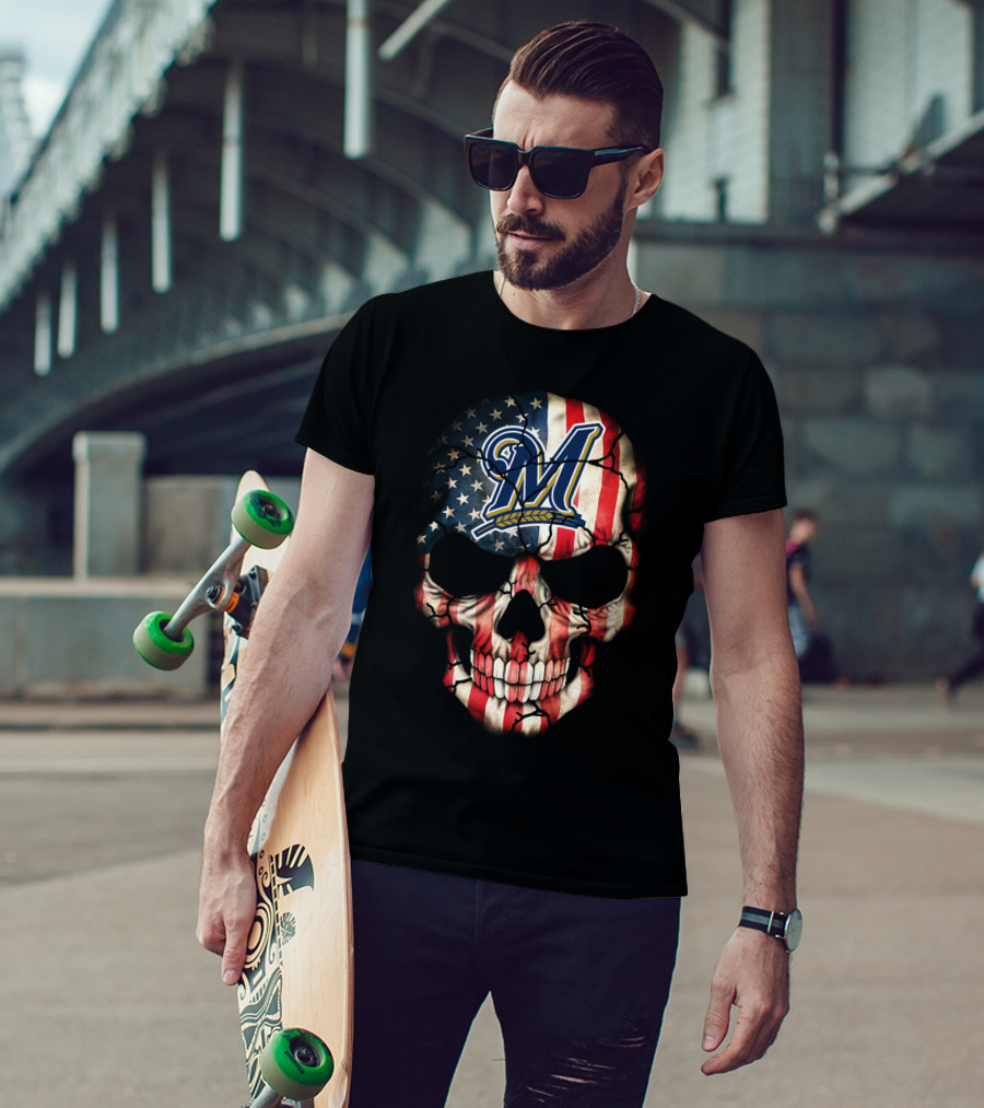 Brewers American Flag Skull T-Shirt