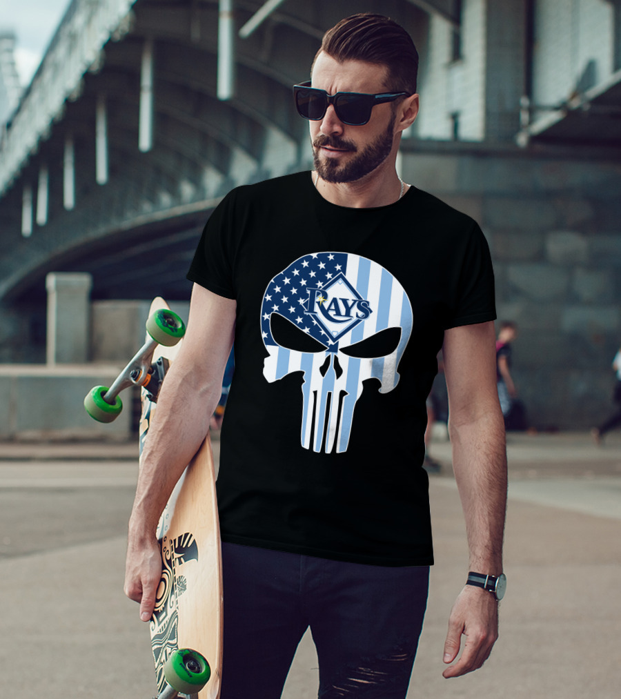 Rays Skull With American Flag T-Shirt