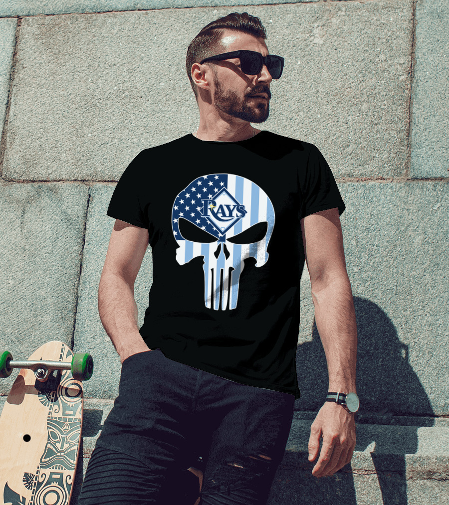 Rays Skull With American Flag T-Shirt