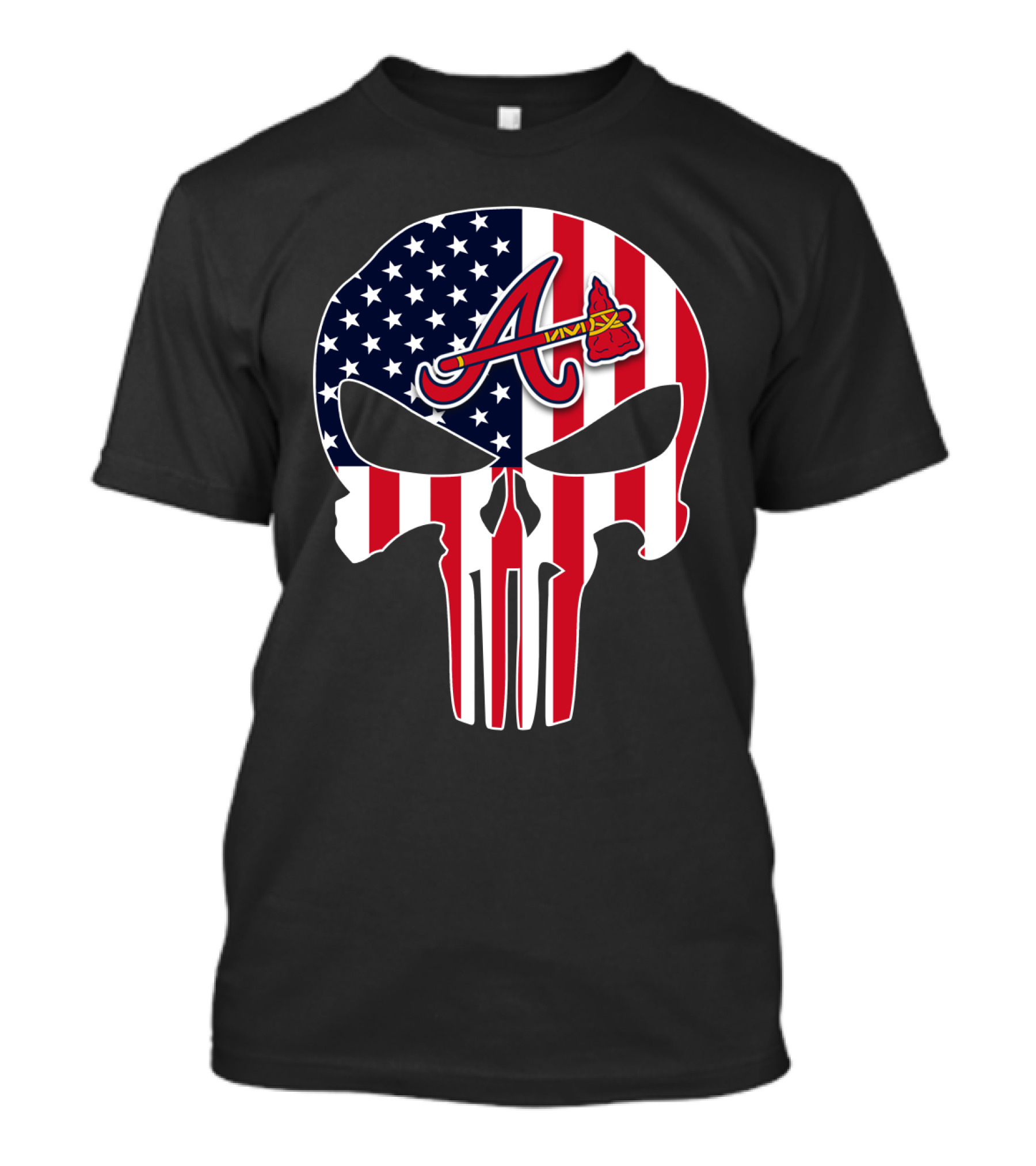 Atlanta Braves American Flag Skull Punisher T-Shirt