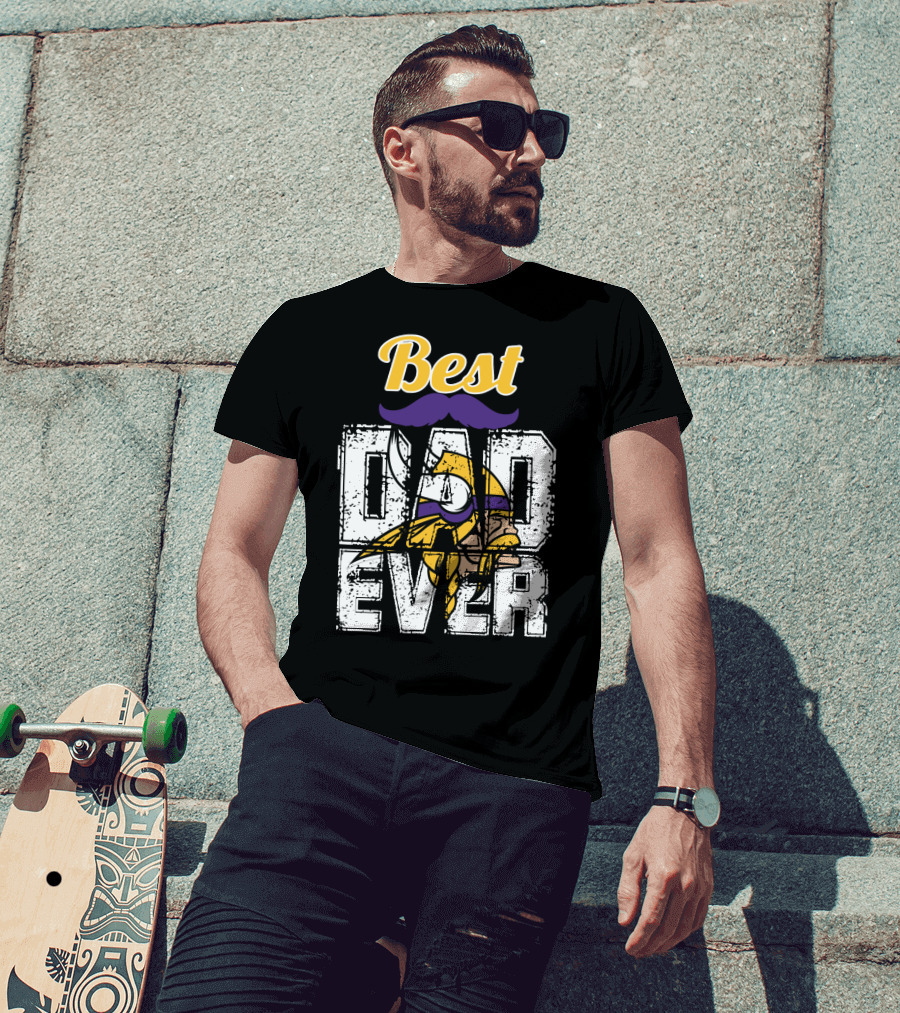 Best Dad Ever Viking Helmet Mustache T-Shirt
