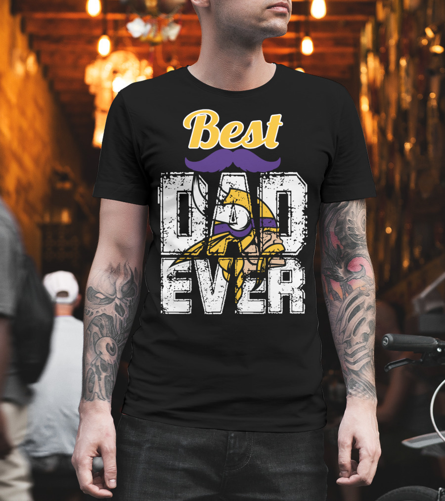 Best Dad Ever Viking Helmet Mustache T-Shirt