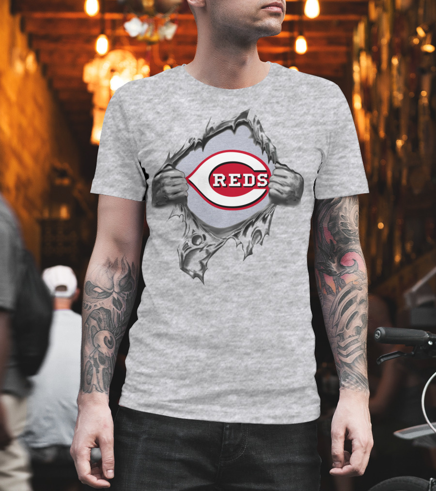 Cincinnati Reds Logo Breaking Through T-Shirt
