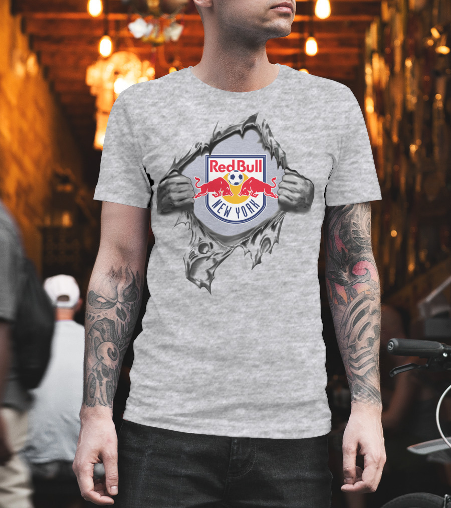 New York Red Bulls Logo With Ripped Effect T-Shirt
