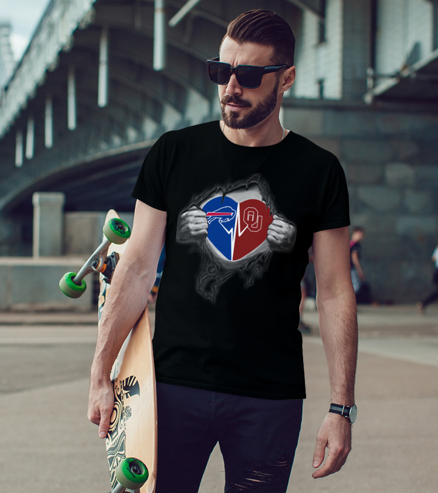 Buffalo Bills And Oklahoma Sooners Heart T-Shirt