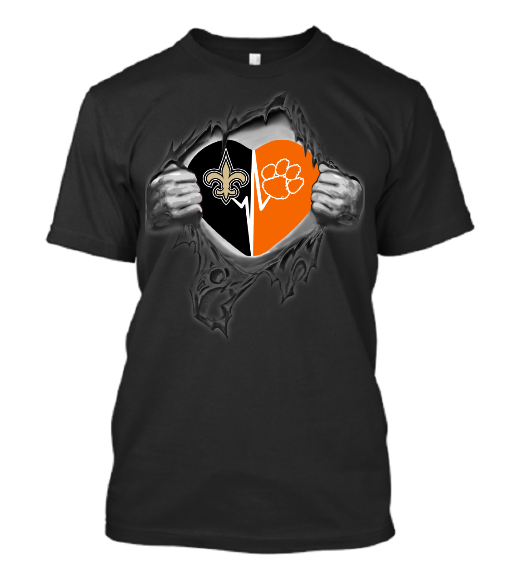 New Orleans Saints Clemson Tigers Heart T-Shirt