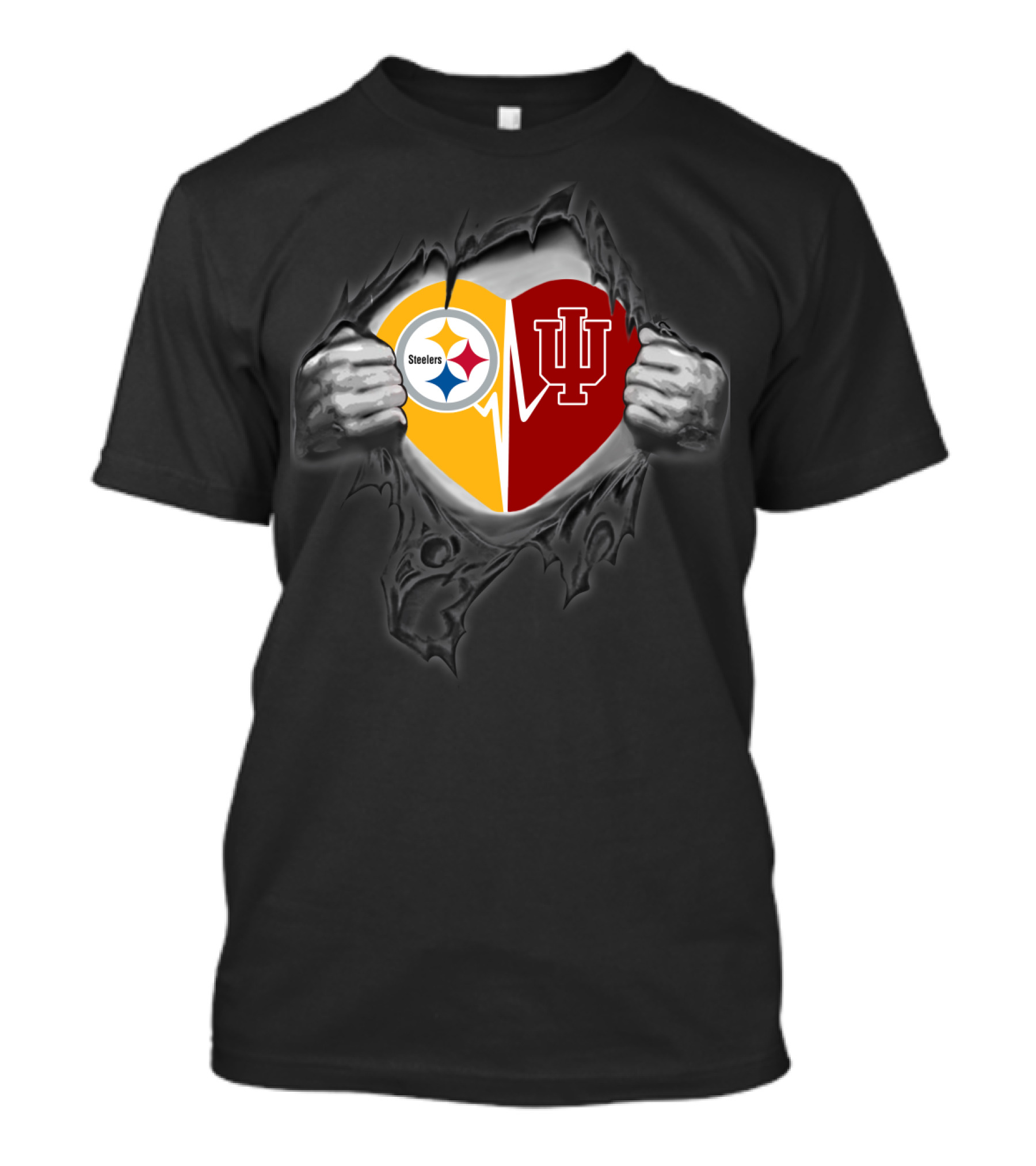 Steelers Indiana Hoosiers Heart Logo Burst T-Shirt