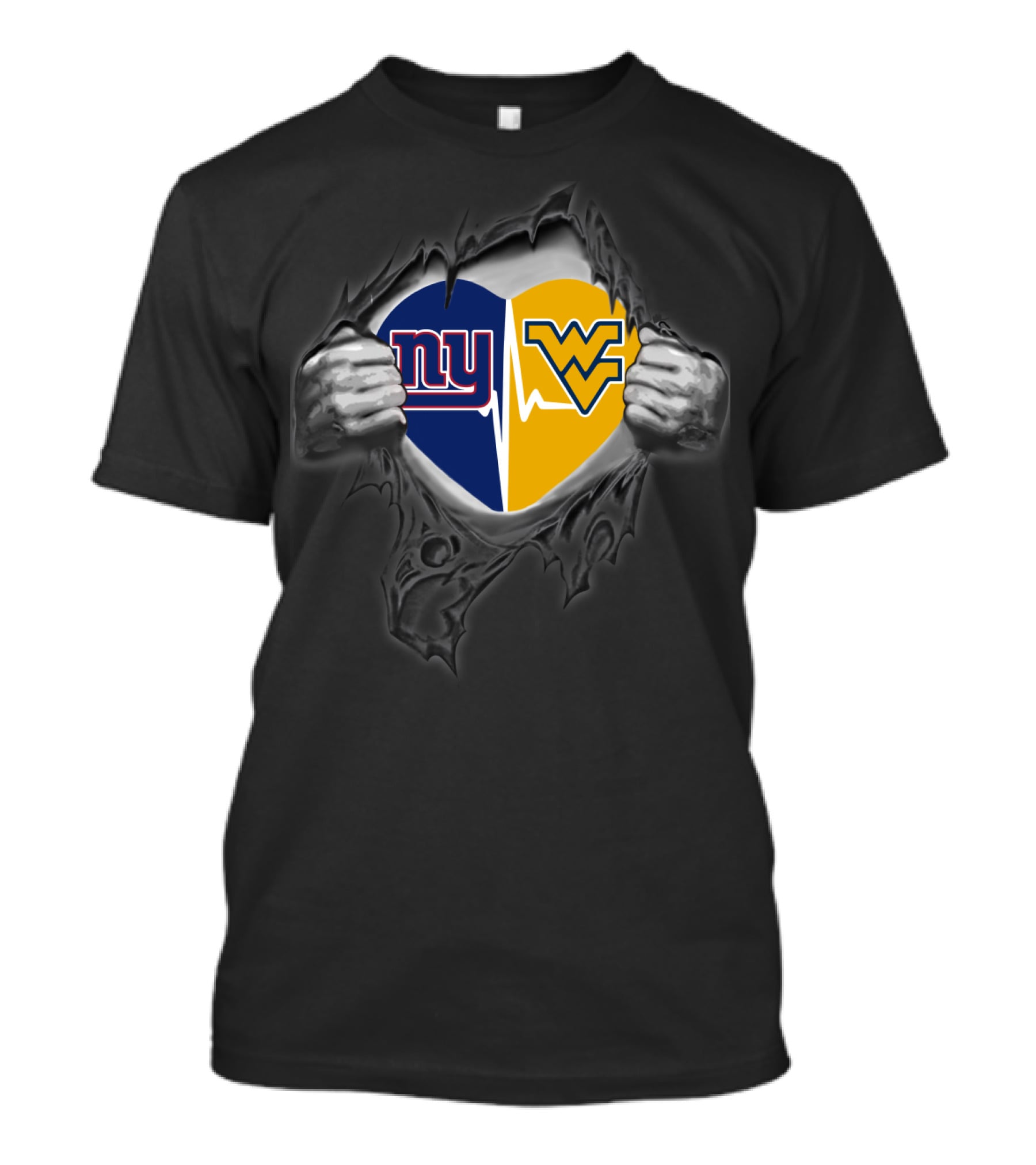 Giants West Virginia Mountaineers Heart T-Shirt
