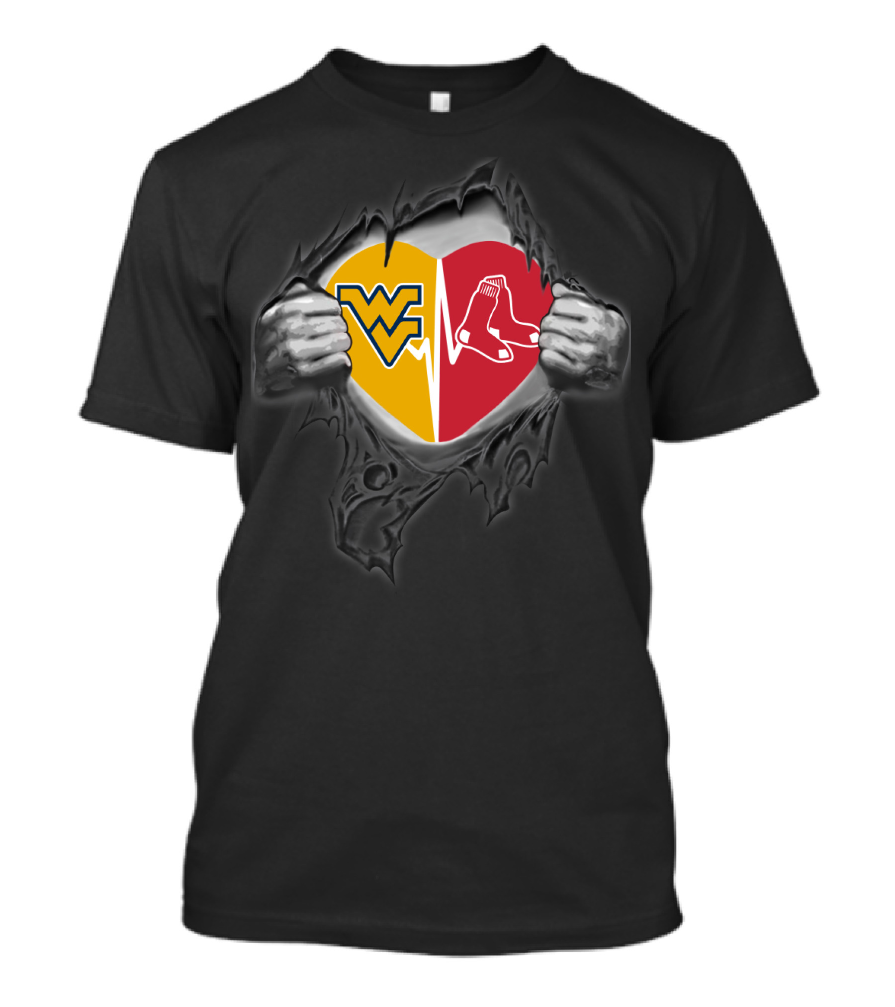 Red Sox Wvu Mountaineers Heart T-Shirt