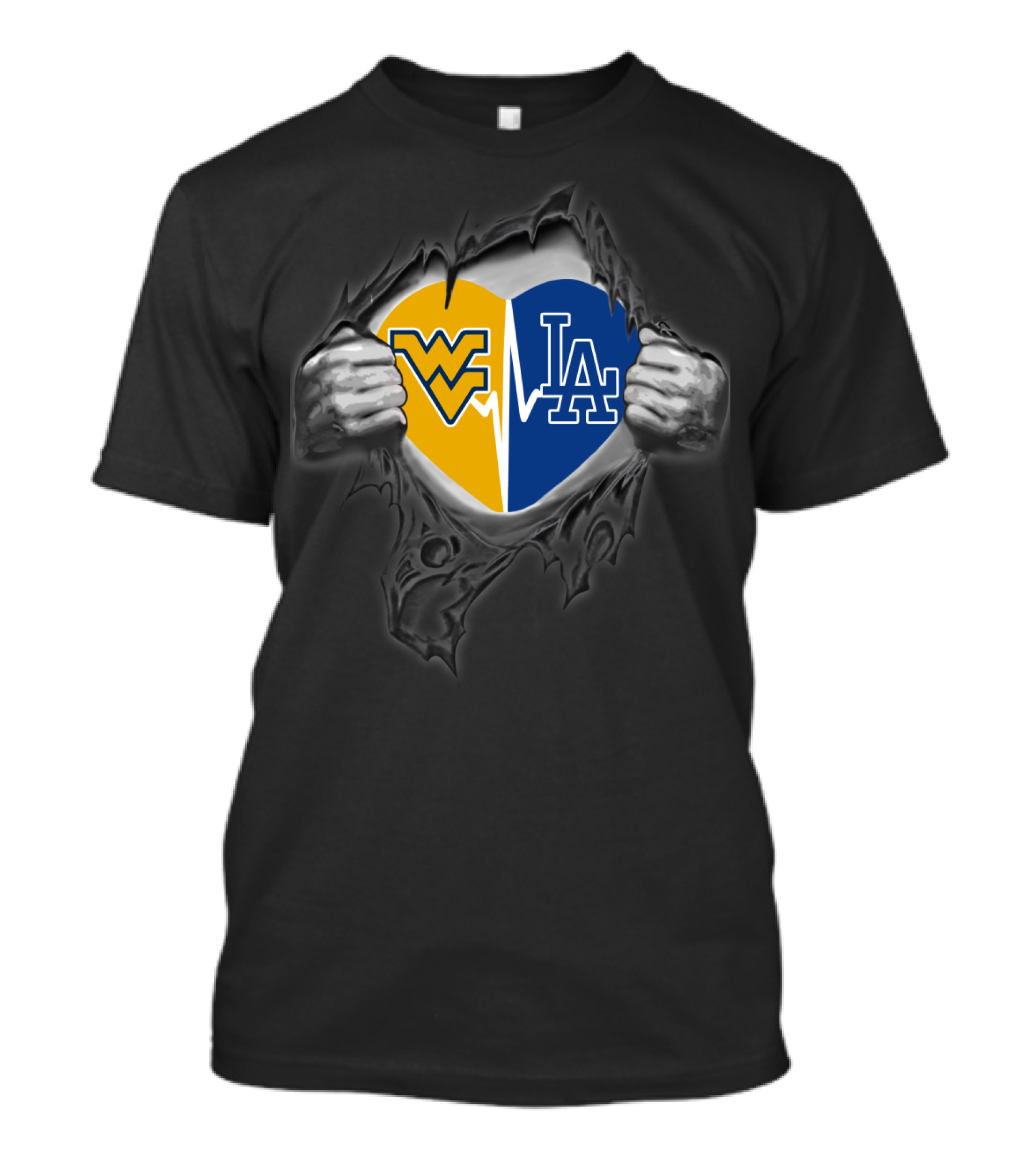 Dodgers La Heart West Virginia Mountaineers Wv Fan Mix T-Shirt