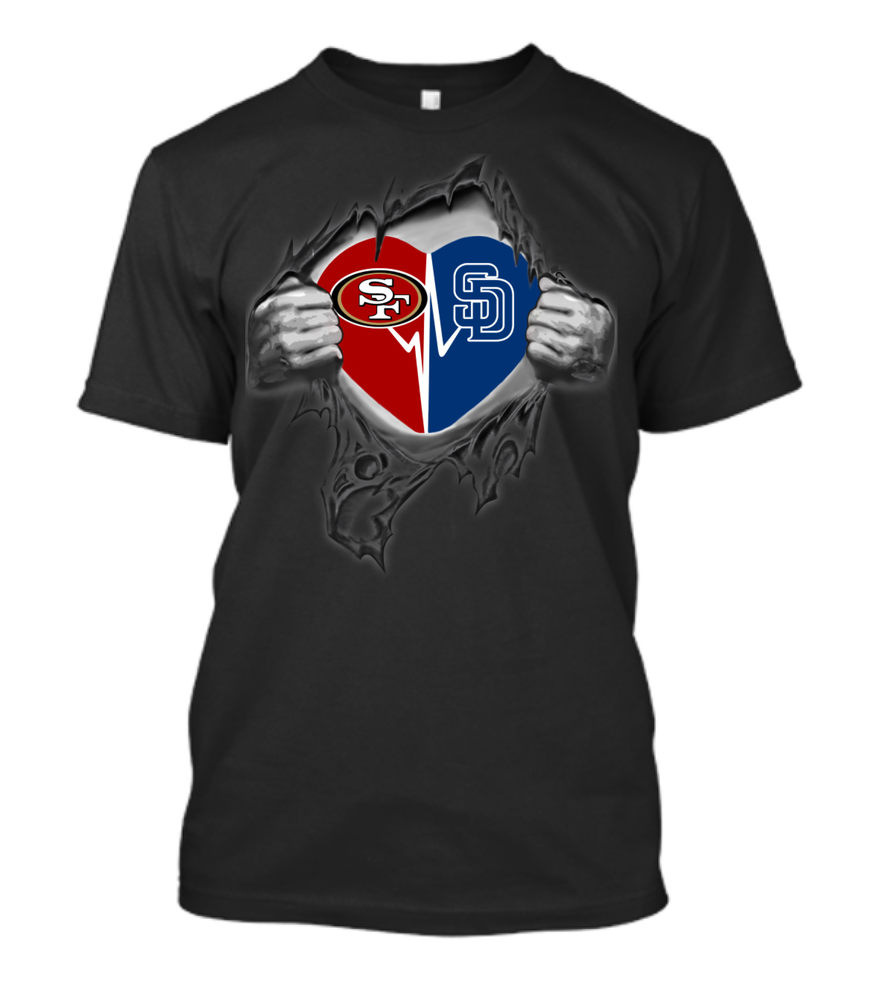 49ers Sf And Sd Padres Heart T-Shirt