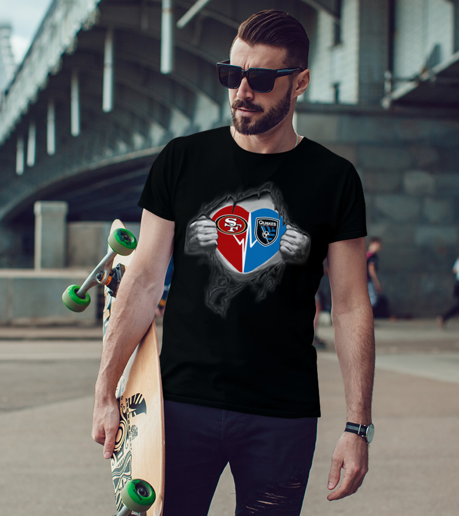 49ers Sf Heart San Jose Earthquakes Quakes Heart T-Shirt