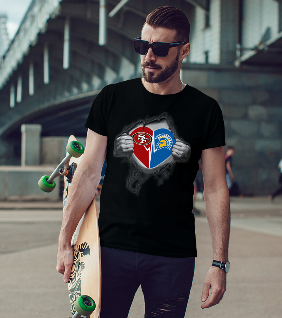 49ers Heart San Jose State Spartans Fusion T-Shirt