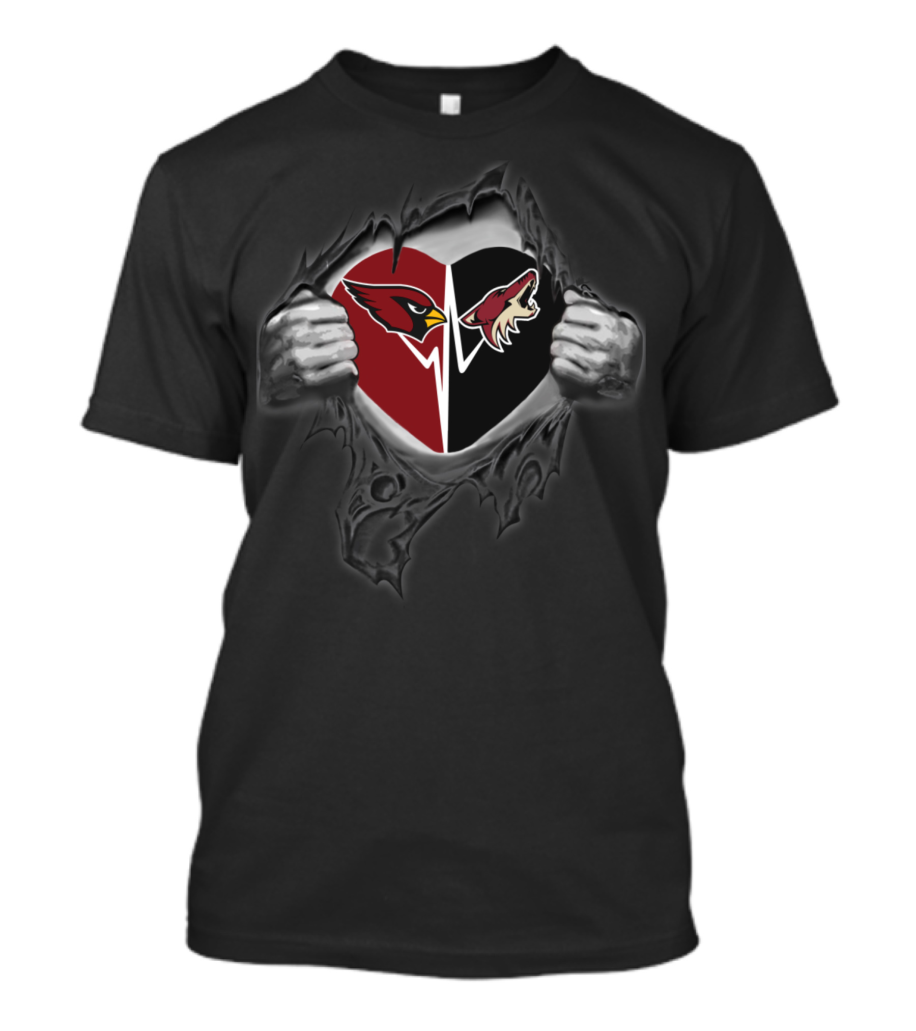 Arizona Cardinals Coyotes Heart Tear T-Shirt