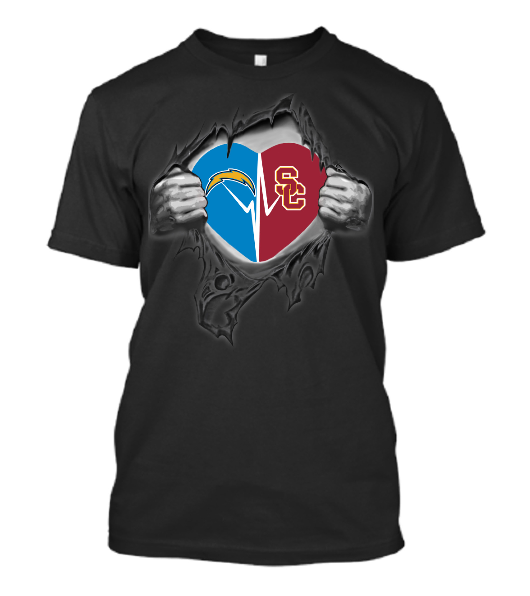 Chargers Usc Trojans Heart Logo Mashup T-Shirt