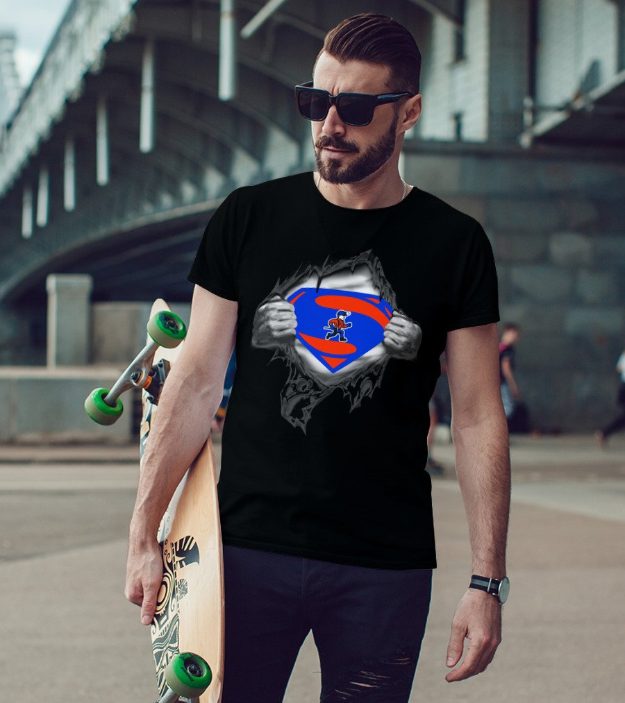 Platteville Pioneers Superhero Superman Logo Tear T-Shirt