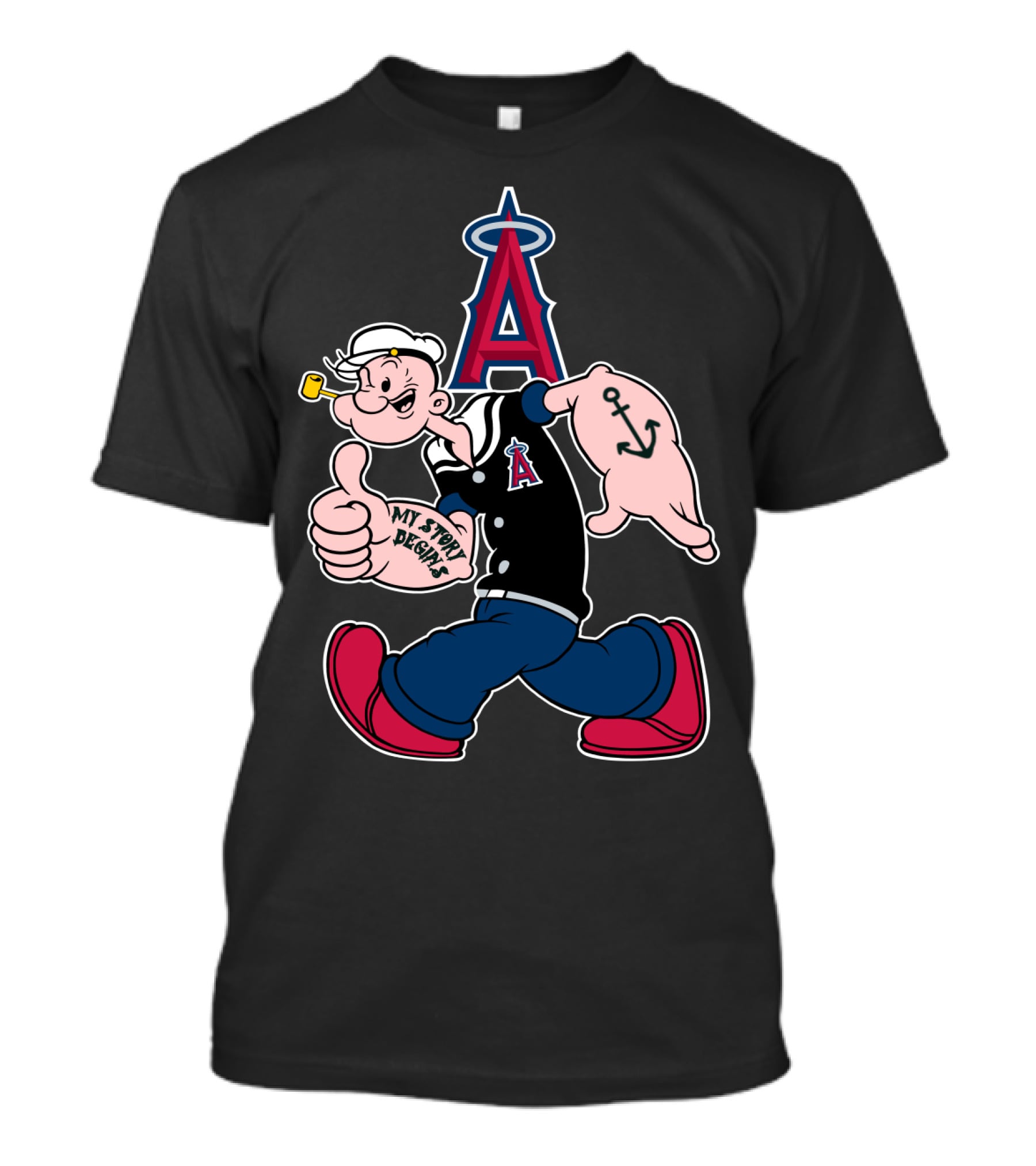 Popeye Los Angeles Angels Mlb Anchor My Story Begins T-Shirt