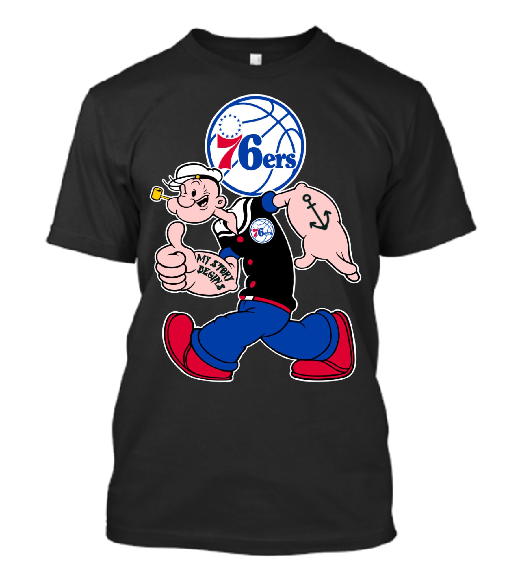 Philadelphia 76ers Popeye My Story Begins T-Shirt