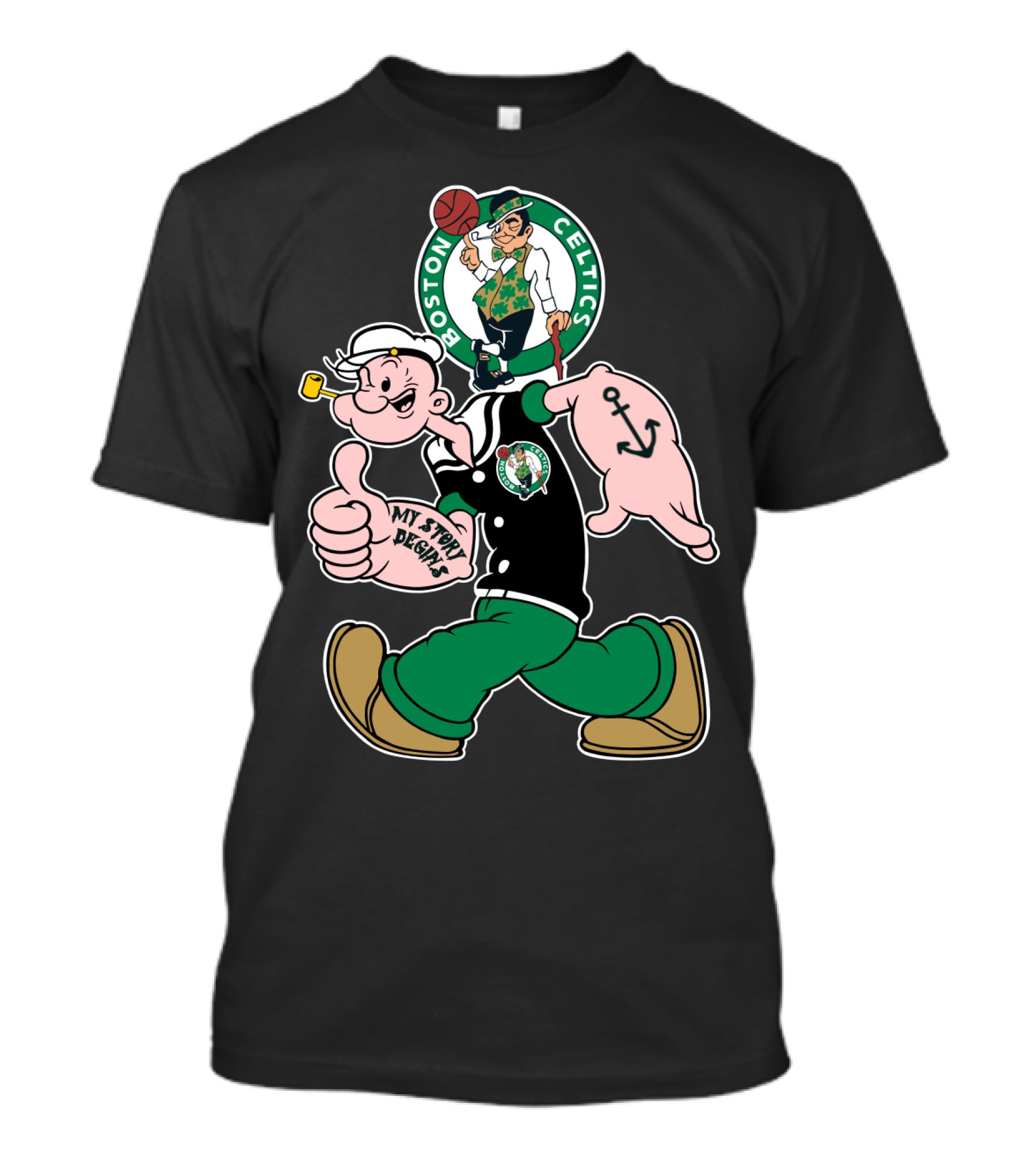 Boston Celtics Popeye My Story Begins T-Shirt