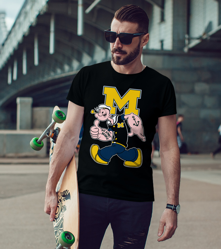 M Michigan Wolverines Popeye My Story Begins T-Shirt
