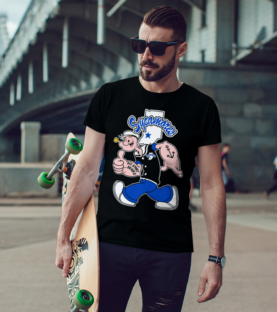 Sycamore Indiana State Sycamores My Story Begins Popeye Anchor T-Shirt