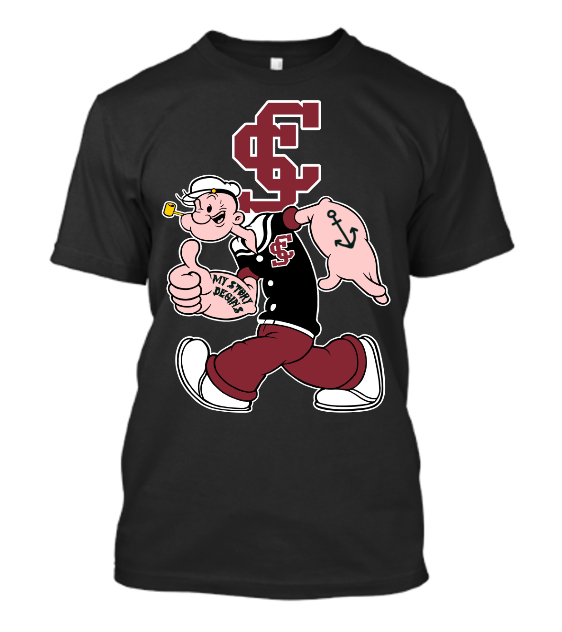 Sc Santa Clara Broncos Popeye My Story Begins T-Shirt
