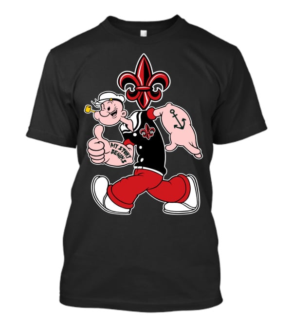 Ragin Cajuns Popeye My Story Designs Fleur-De-Lis Anchor 293 T-Shirt