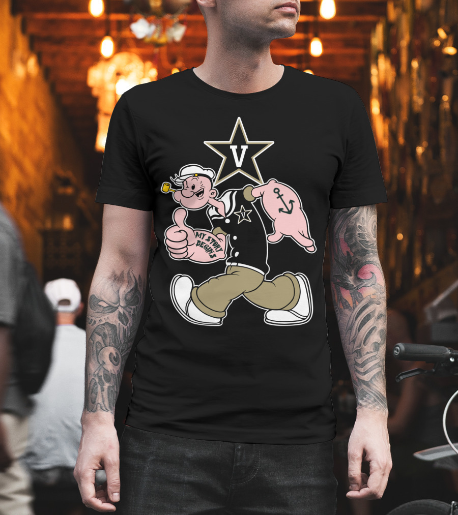 Vanderbilt Commodores V Star Popeye My Story Designs T-Shirt