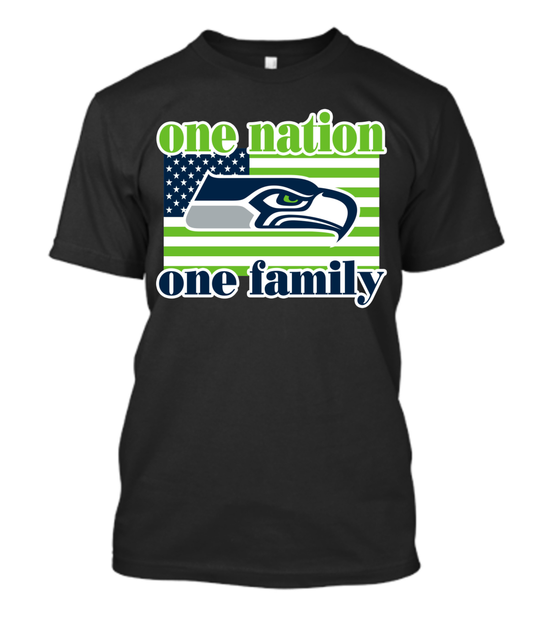 One Nation One Family Seattle Seahawks Flag T-Shirt