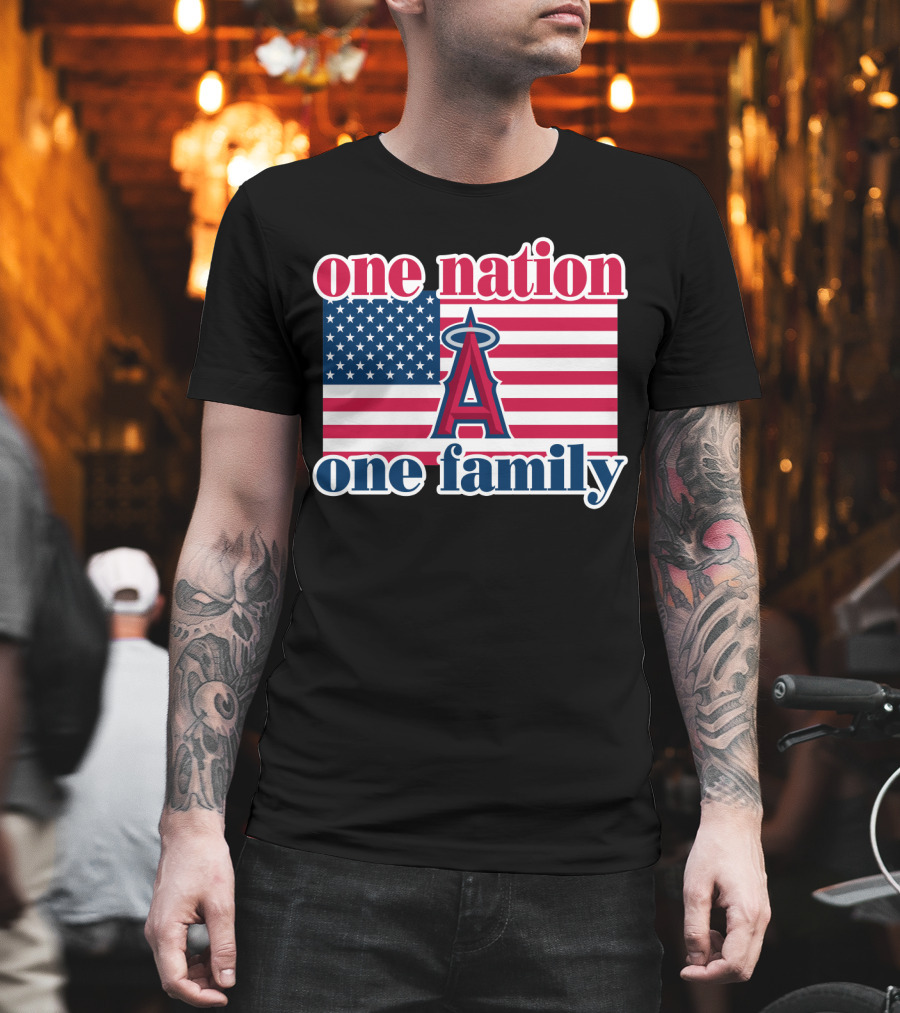 One Nation One Family Los Angeles Angels American Flag T-Shirt
