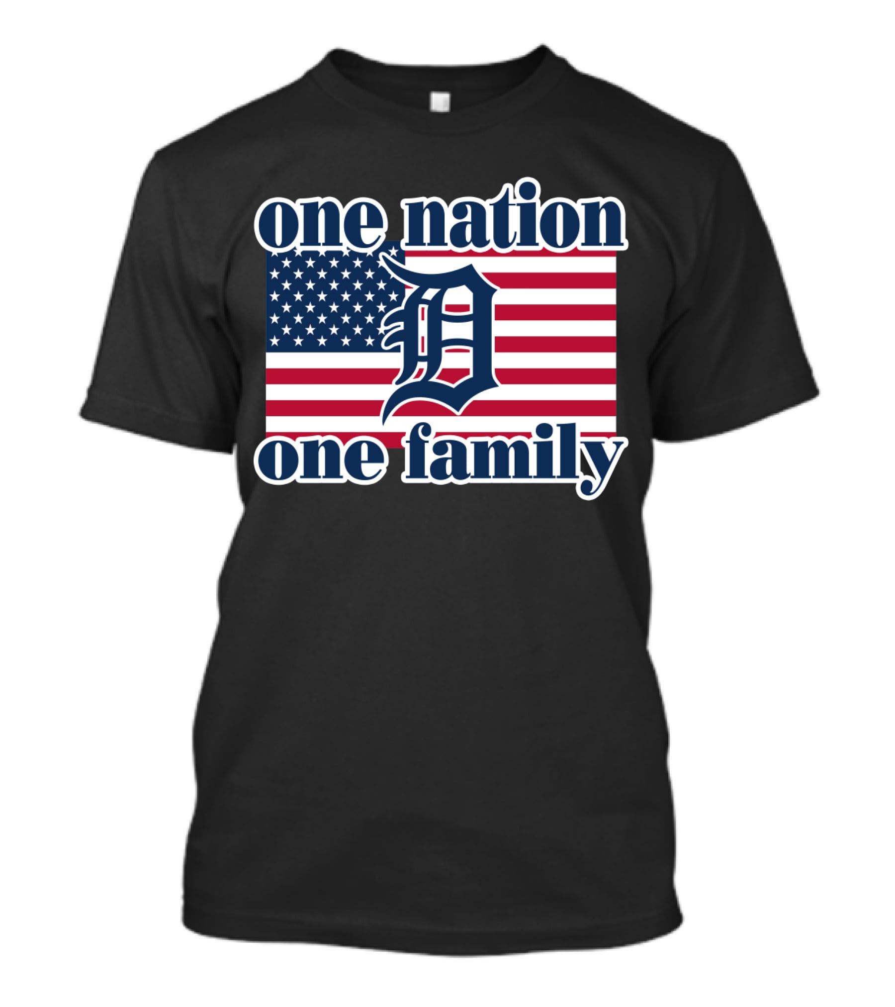One Nation One Family Detroit Tigers American Flag T-Shirt