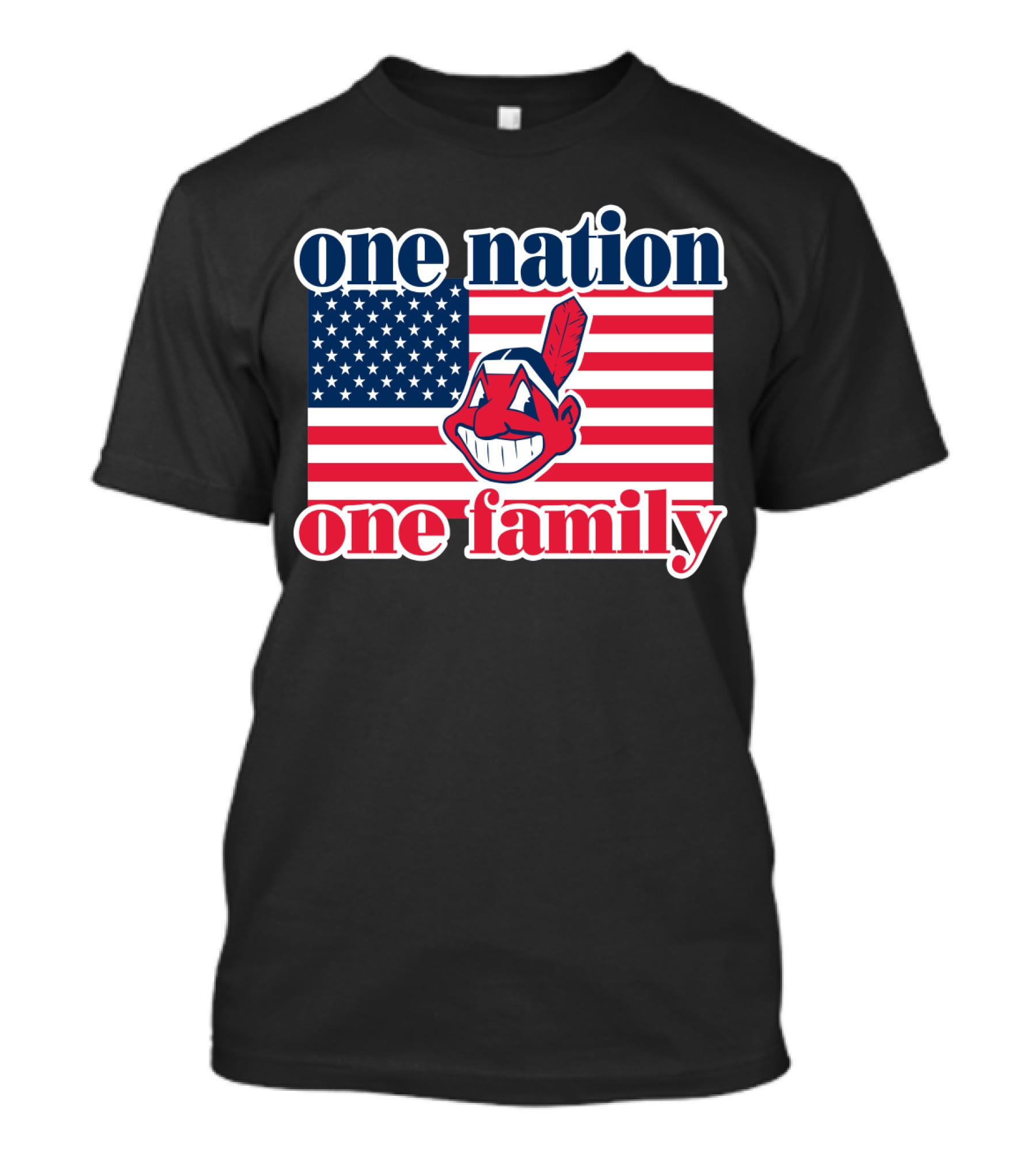 One Nation One Family 54 Cleveland Indians American Flag T-Shirt