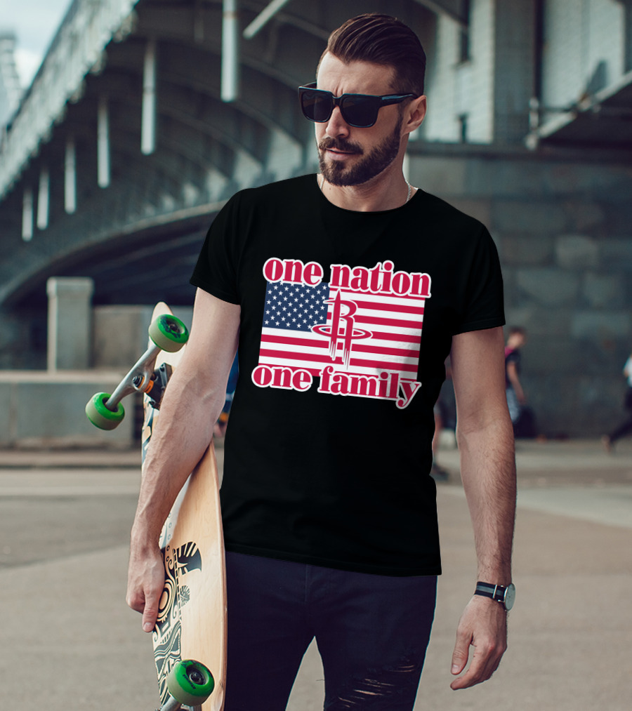 One Nation One Family 79 Houston Rockets Usa Flag T-Shirt