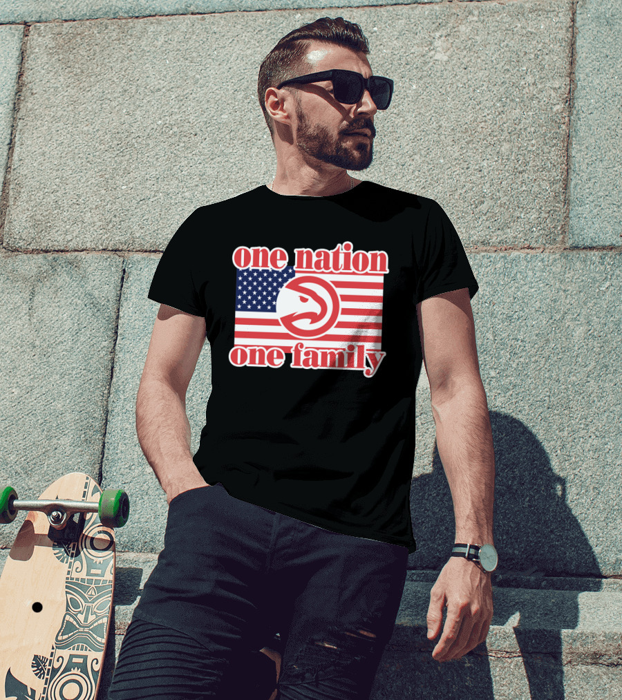 Atlanta Hawks One Nation One Family Usa Flag T-Shirt