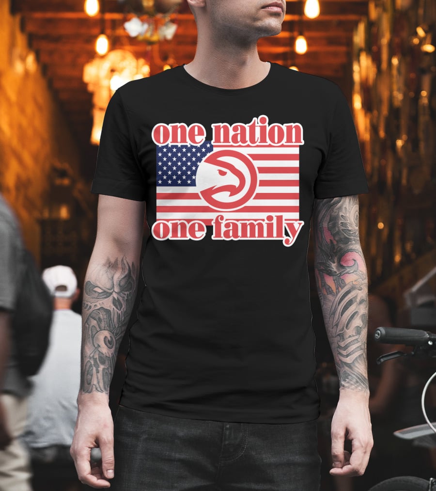 Atlanta Hawks One Nation One Family Usa Flag T-Shirt
