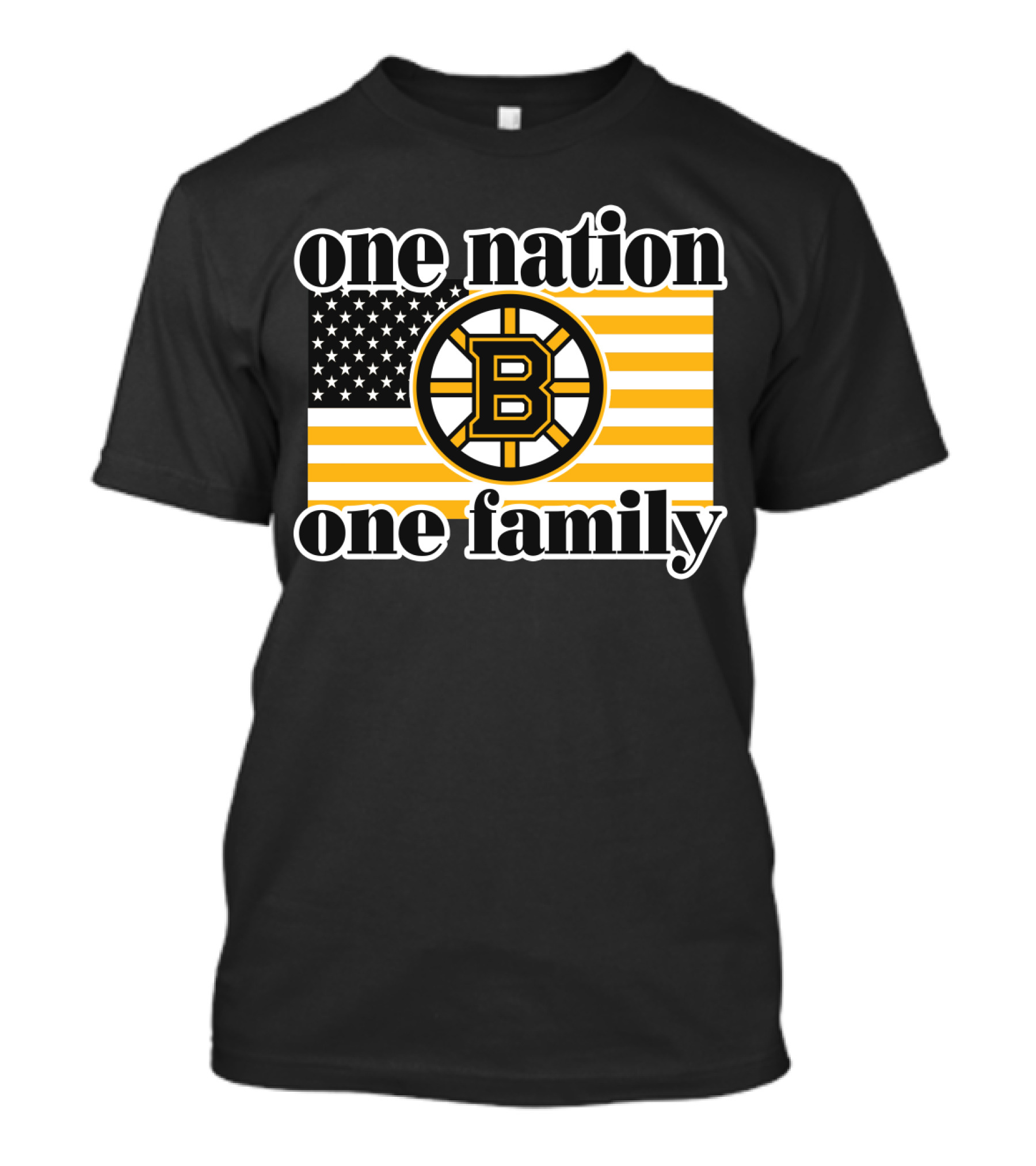Boston Bruins One Nation One Family Flag T-Shirt