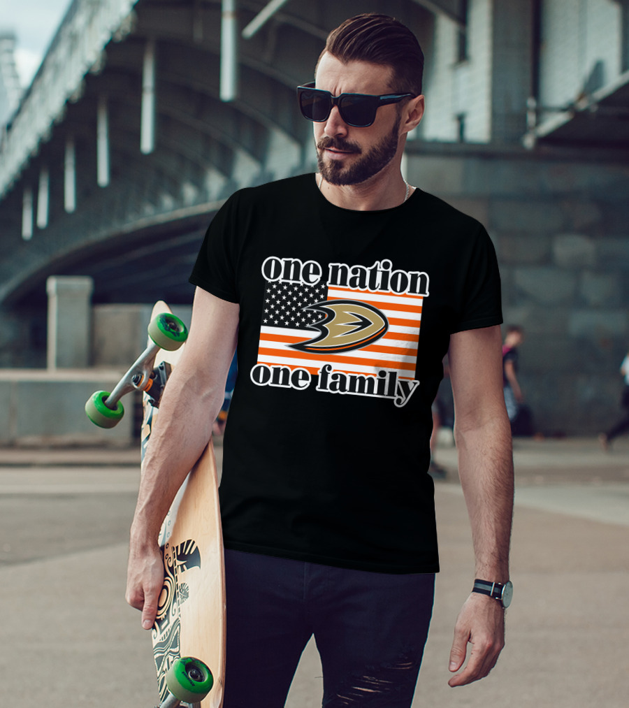One Nation One Family Anaheim Ducks American Flag T-Shirt