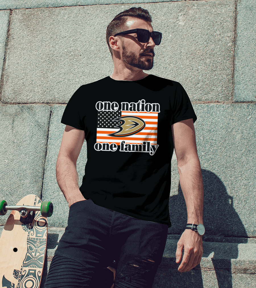 One Nation One Family Anaheim Ducks American Flag T-Shirt