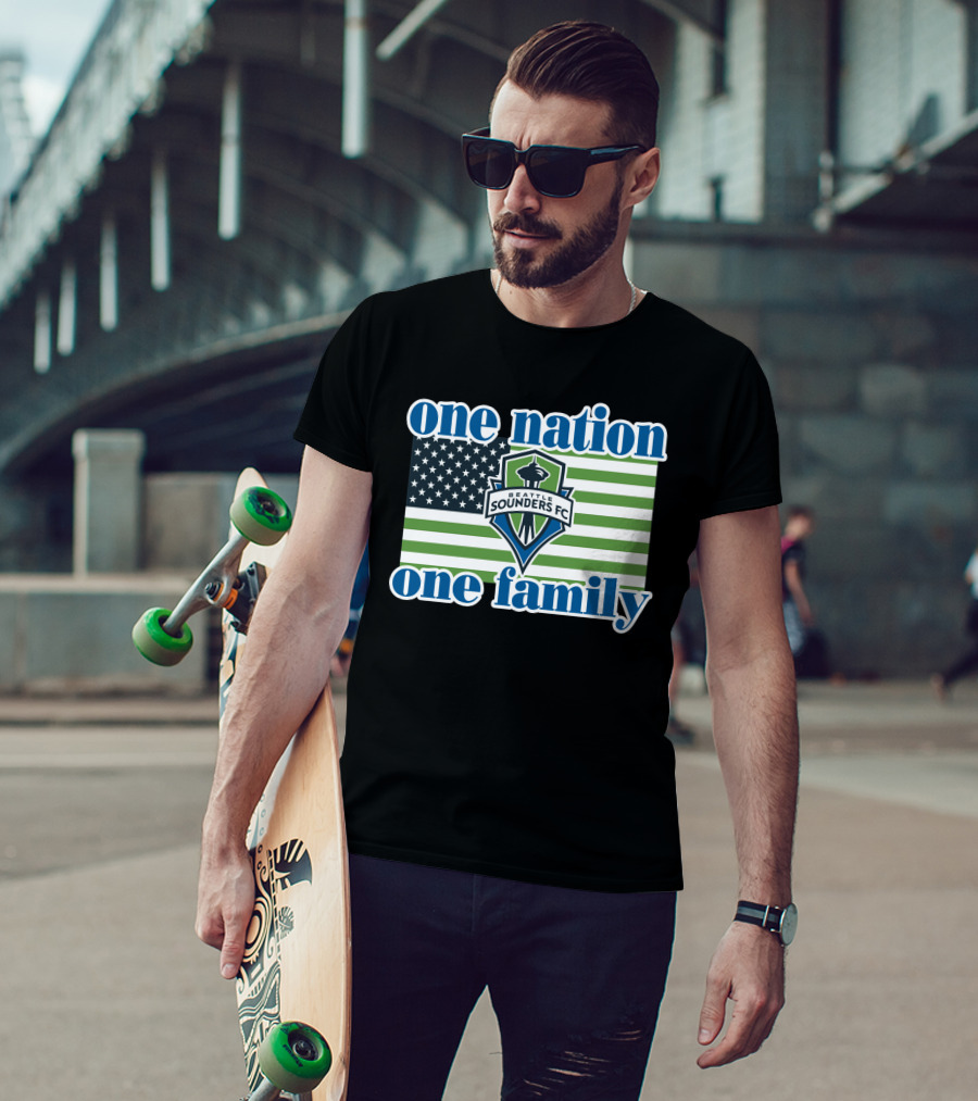 One Nation One Family Seattle Sounders Fc American Flag T-Shirt