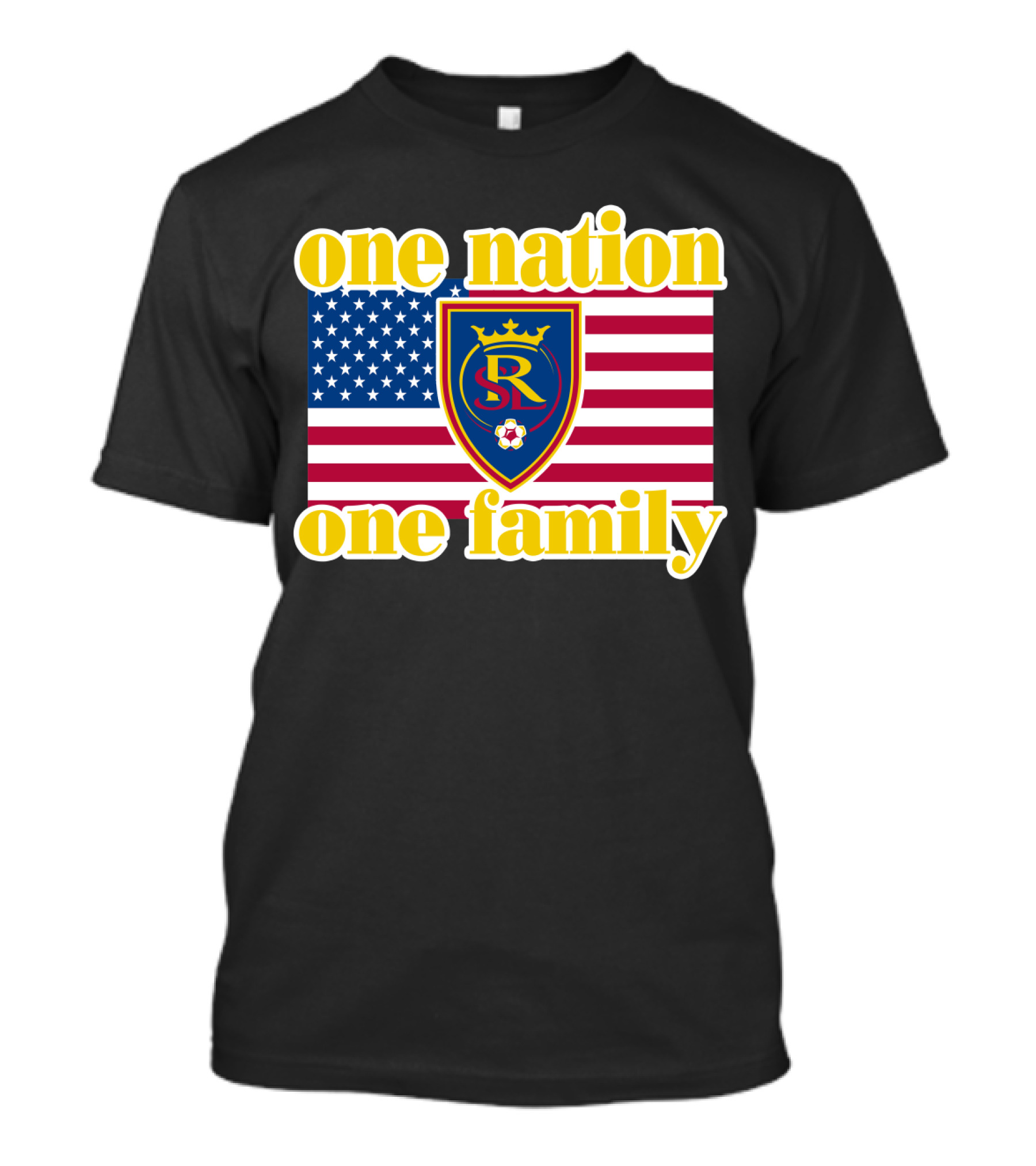 One Nation One Family Real Salt Lake Usa Flag Soccer Crest T-Shirt