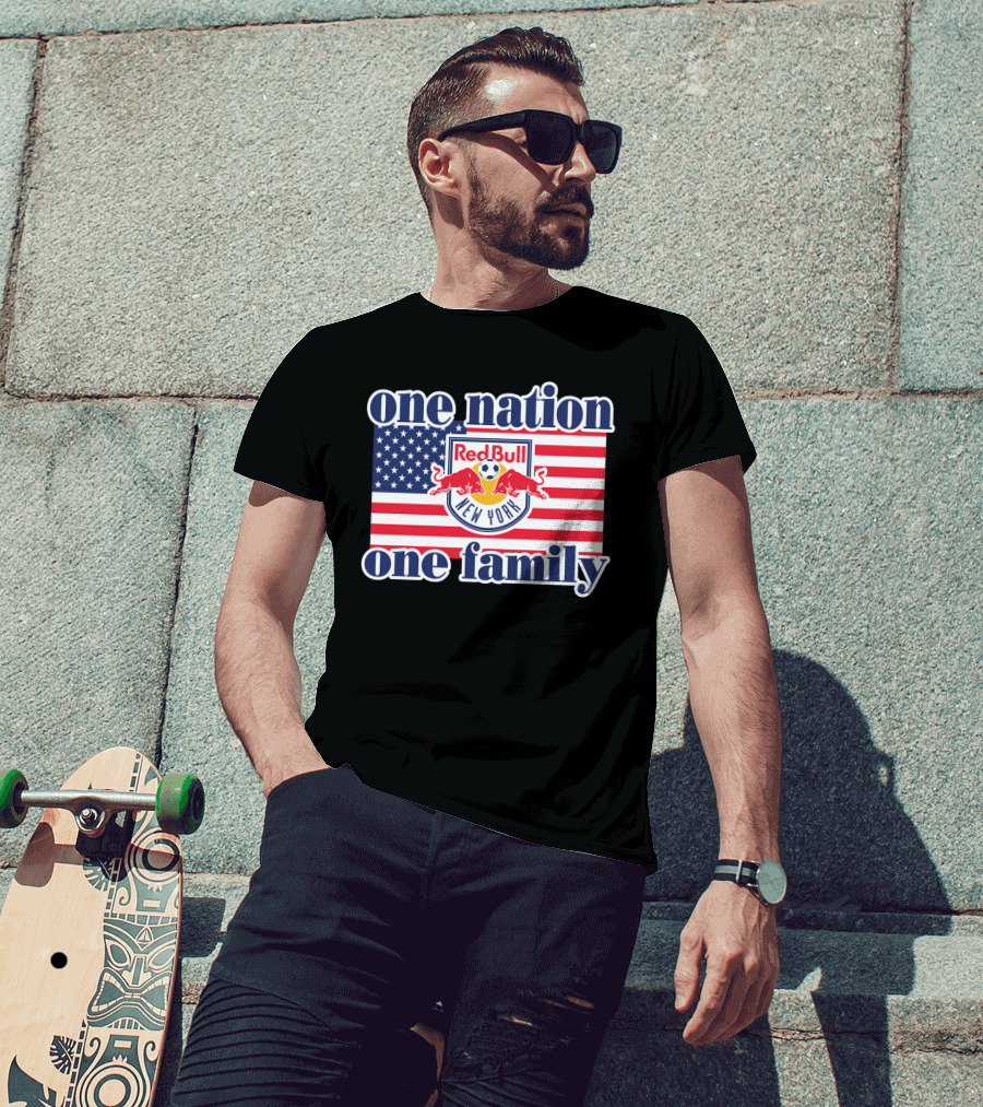 One Nation One Family Red Bull New York Us Flag T-Shirt