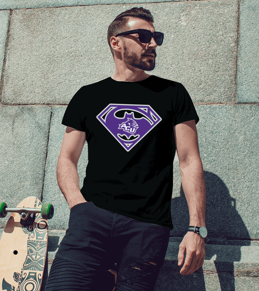 Acu Abilene Christian Wildcats Superhero Logo Purple T-Shirt