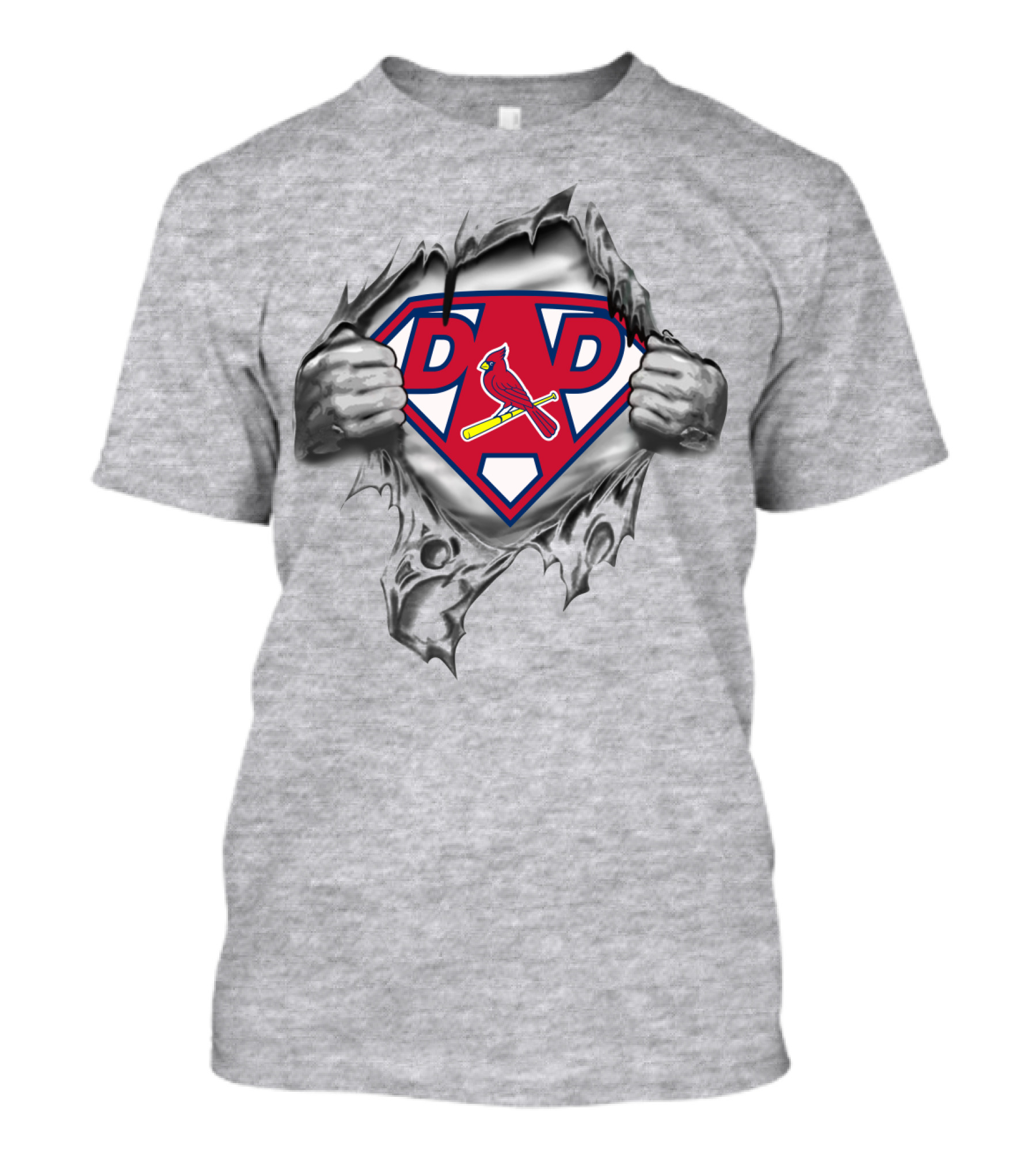 Super Dad Cardinals Fan Logo Torn T-Shirt