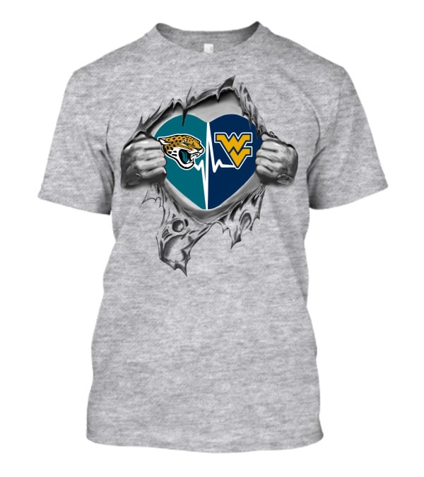 Jacksonville Jaguars West Virginia Mountaineers Heart T-Shirt