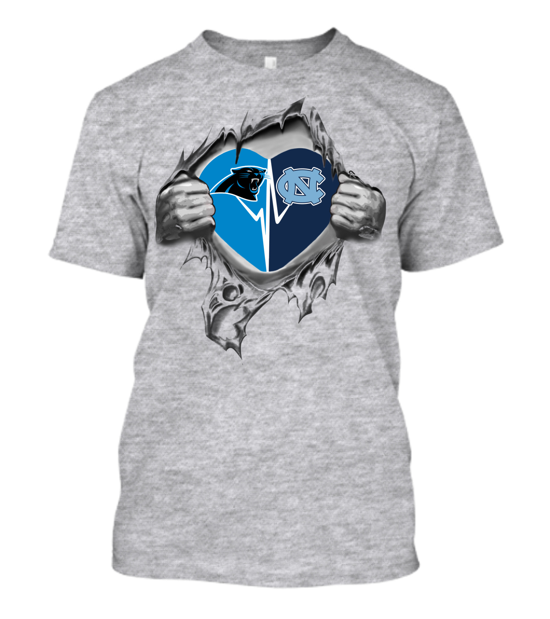 North Carolina Panthers Tar Heels Heart T-Shirt