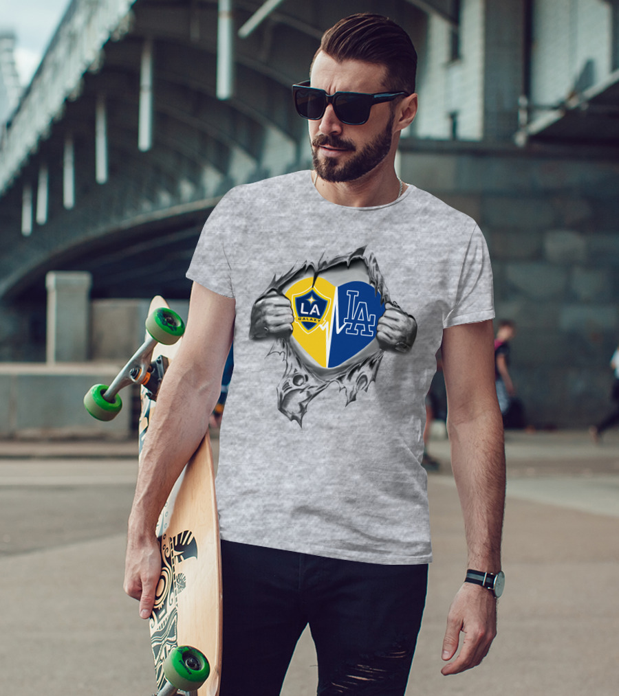 La Galaxy Dodgers Heart Rip T-Shirt