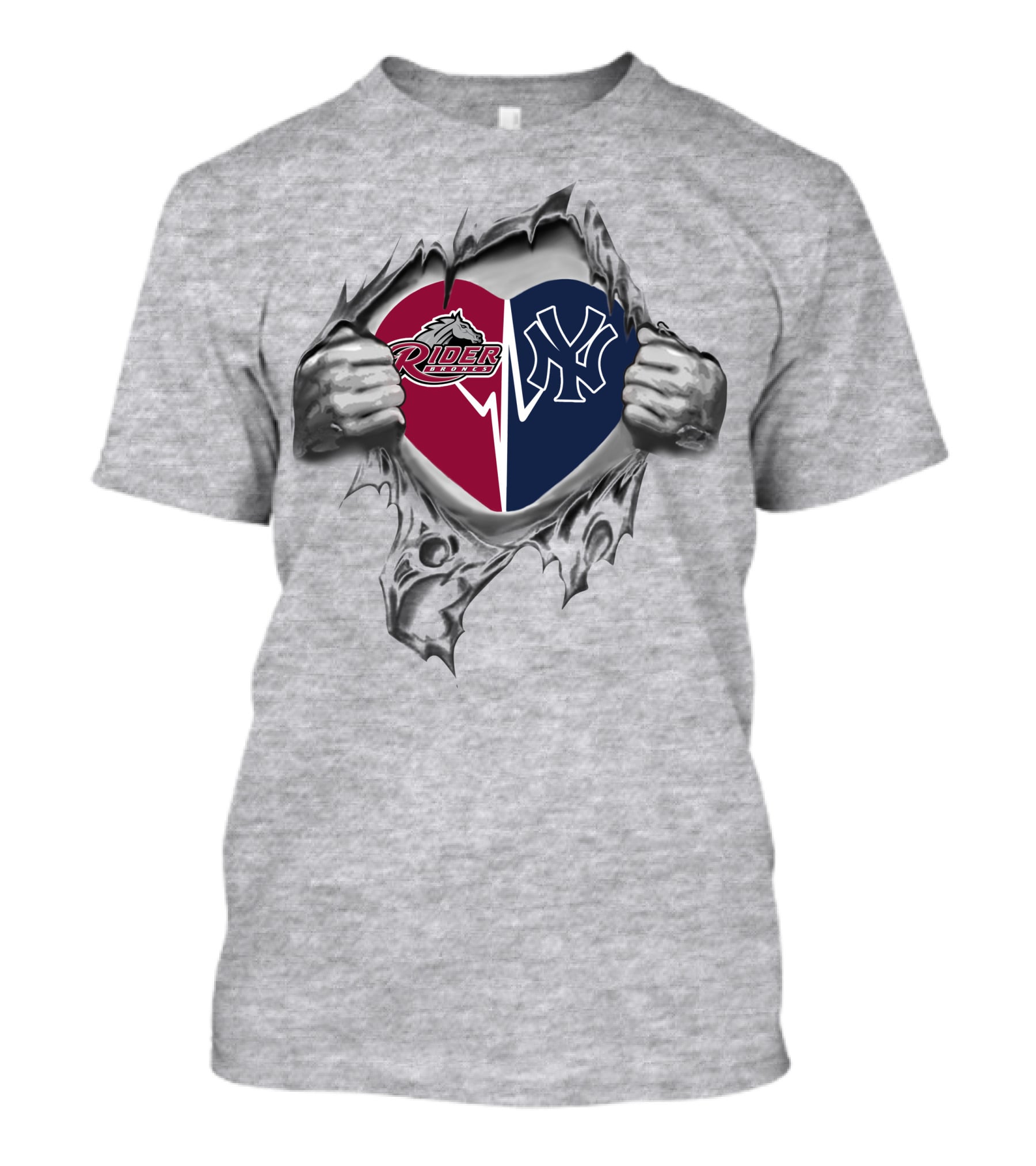 Rider Broncos Yankees Heart T-Shirt